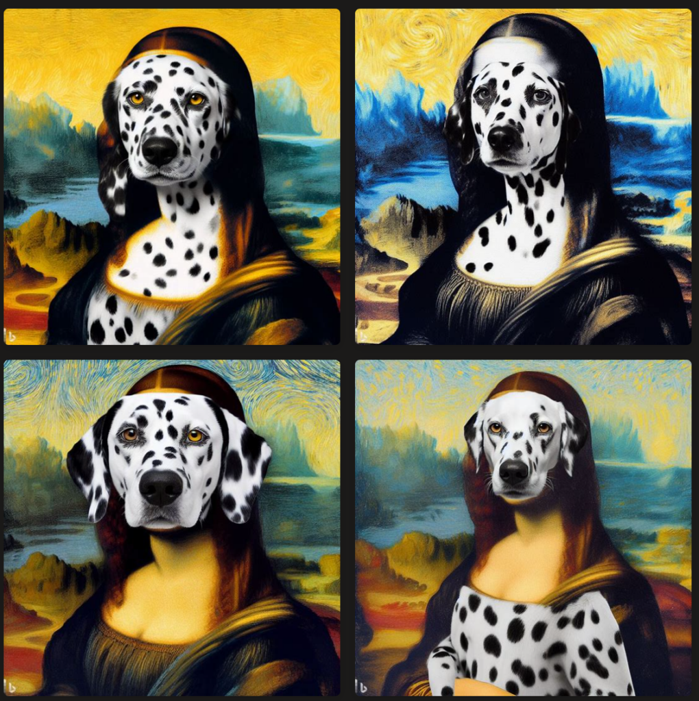 Mona Lisa remixed with a dog using an AI photo editing software