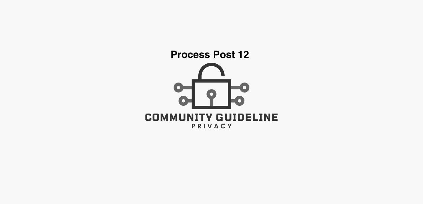 This is a featured image that reads "process post 12- community guideline privacy" which is the featured image for this post